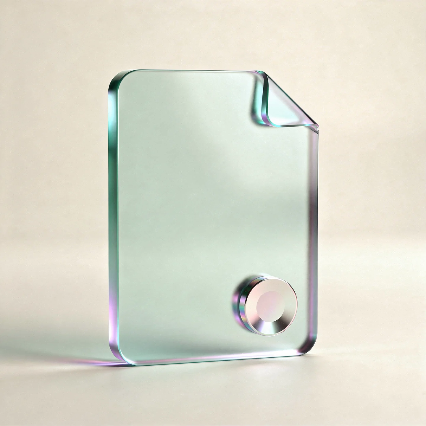 Holografisches Glas-Icon eines Dokuments mit Kennzeichnung.