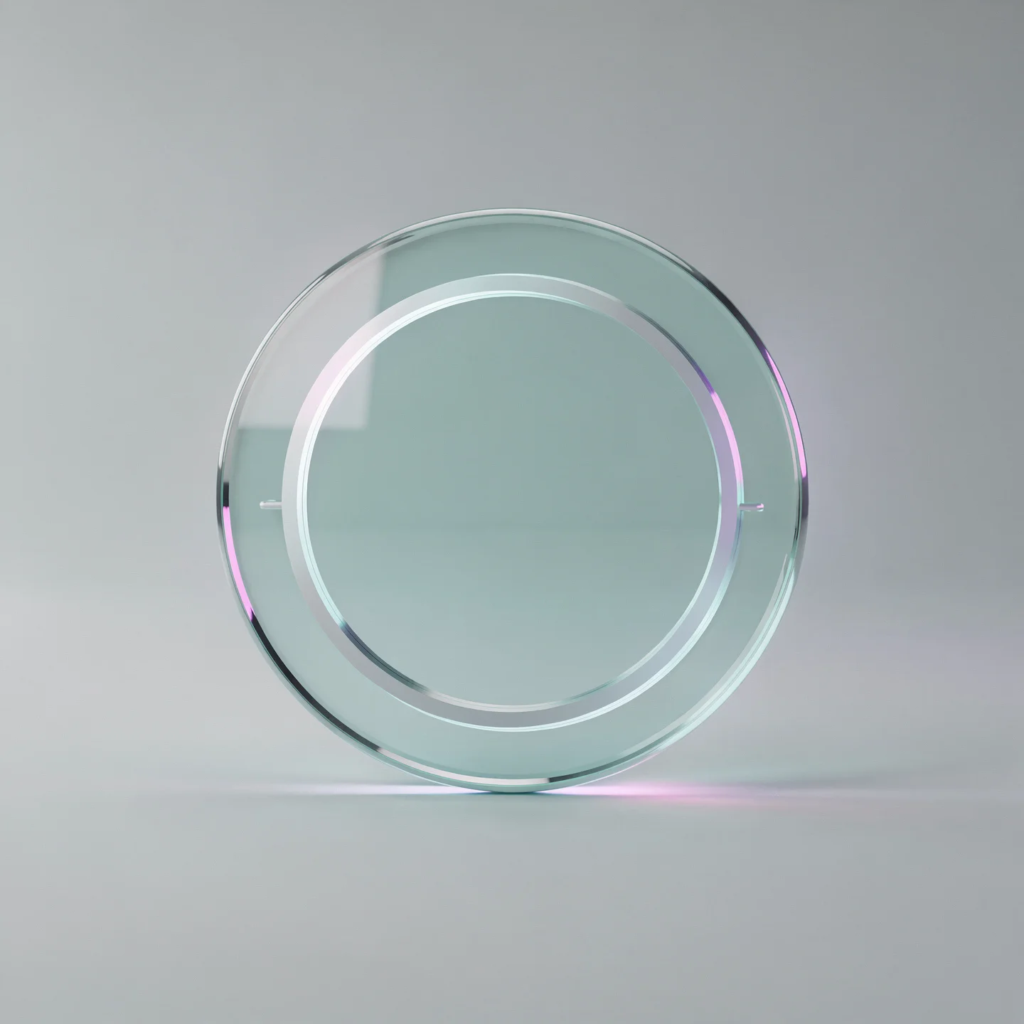 Holo-Glas-Icon: Kreis mit klarer Linie / Barriere als Symbol für Grenzen.