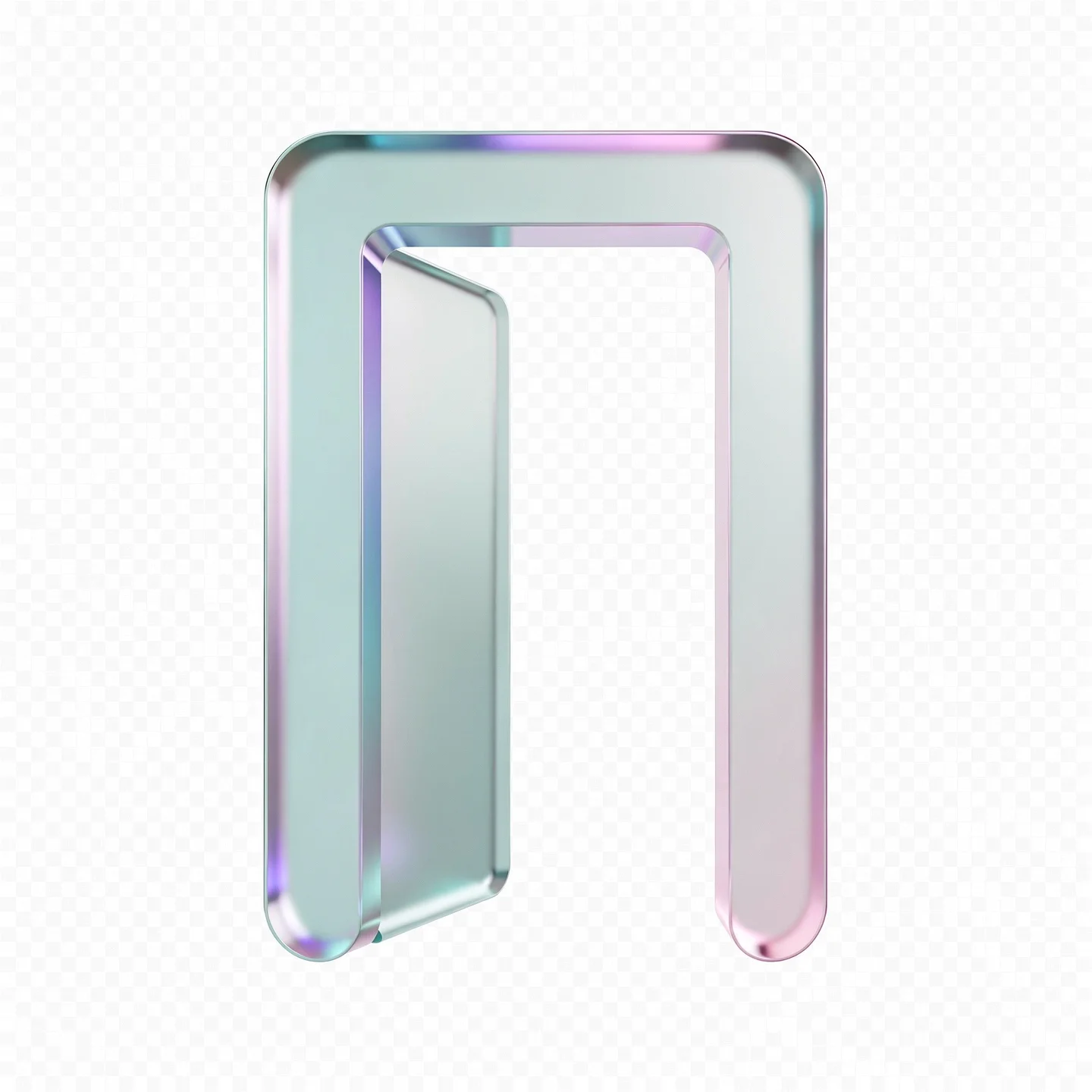 Holo-Glas-Icon: sanfte offene tür / als Symbol für niedrigschwelligen Einstieg und Ankommen.