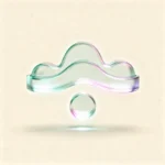 Holografisches Glas-Icon: sanfte Signalwellen als Hinweiszeichen (mint/teal, soft glow).