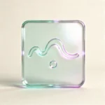 Holografisches Glas-Icon: sanfte Signalwellen als Zeichen für frühe Hinweise (mint/teal, soft glow).