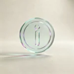 Holografisches Glas-Icon: Info-Symbol im Glasstil (mint/teal, soft glow).