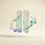 Holografisches Glas-Icon: Pausen-Symbol mit sanftem Pfad zum Wiederanknüpfen (mint/teal, soft glow).