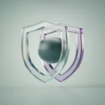 Holo-Icon: Zwei verbundene Schutzrahmen als Symbol für Datenschutz im größeren Vertrauensrahmen.