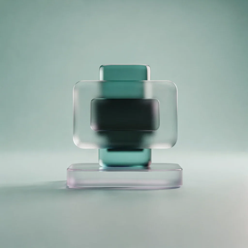 Holo-Icon: Gesstapelte Glas-Ebenen als Symbol für tragfähige Begeleitung, was du fördern kannst.
