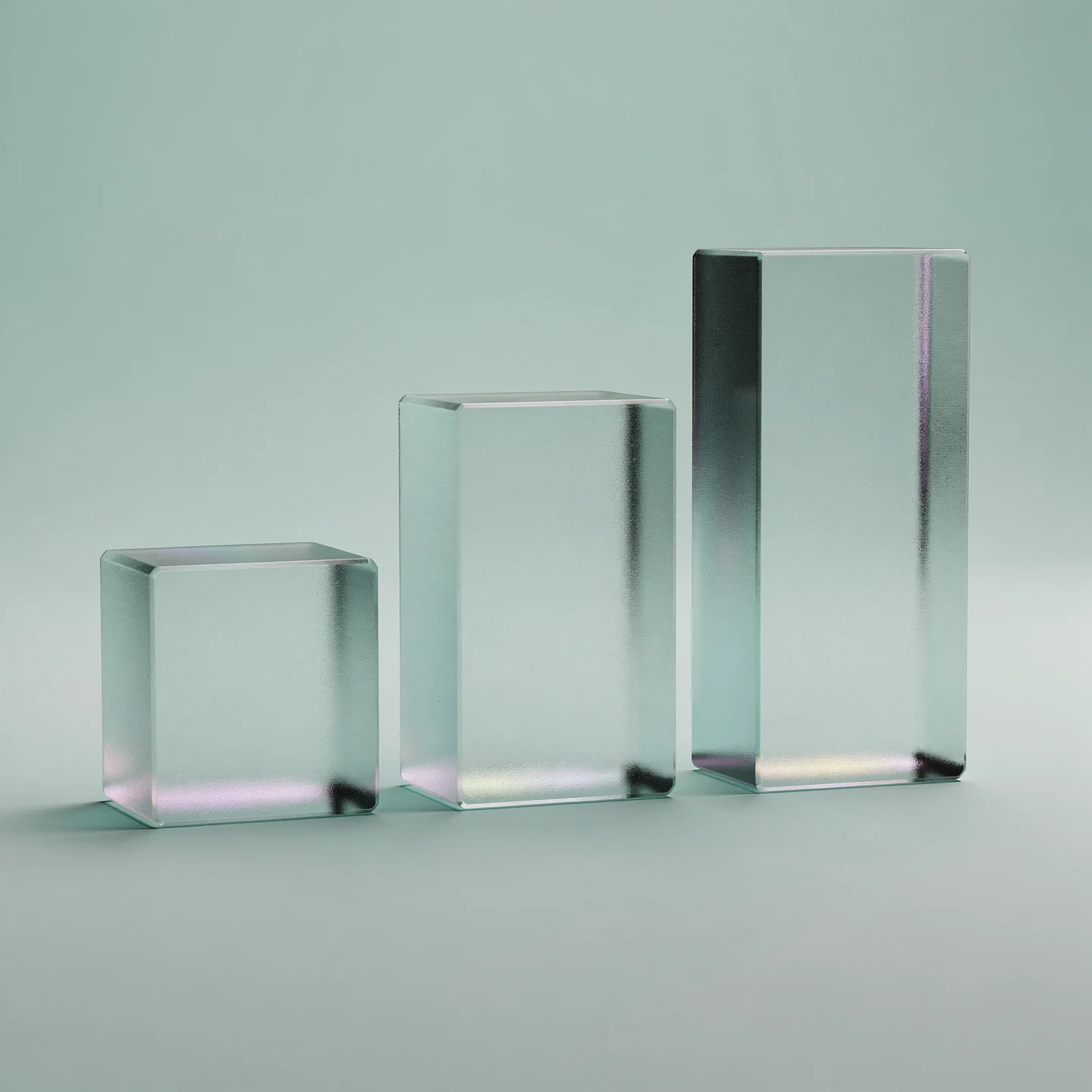 Holo-Icon: Aufsteigende Glas-Segemente als Symbol für weiteren Aufbau.
