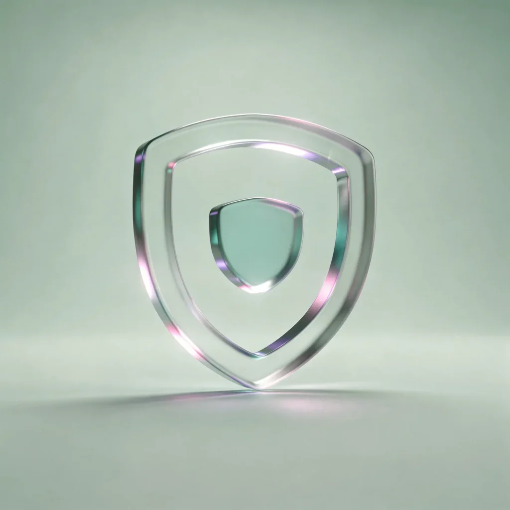 Holo-Icon: Schutzrahmen mit klarer Öffnung als Symbol für Grenzen als Teil eines gesunden Miteinanders.