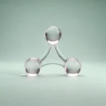 Holo-Icon: Drei verbundene Glas-Knoten als Symbol für Verbindungsuche und neue Begegnung.