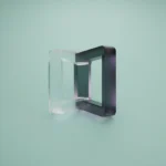 Holo-Icon: Leicht versetzer Glas-Kern in offener Form als Symbol für Anderssein ohne Defizit.