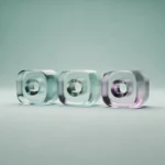 Abstraktes Holo-Visual mit geordneter Sequenz als Symbol für Programmauswahl, Anmeldung und nächsten Schritt.
