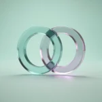 Holo-Icon: Zwei verbundene Glas-Ringe als Symbol für Mitgliedschaft