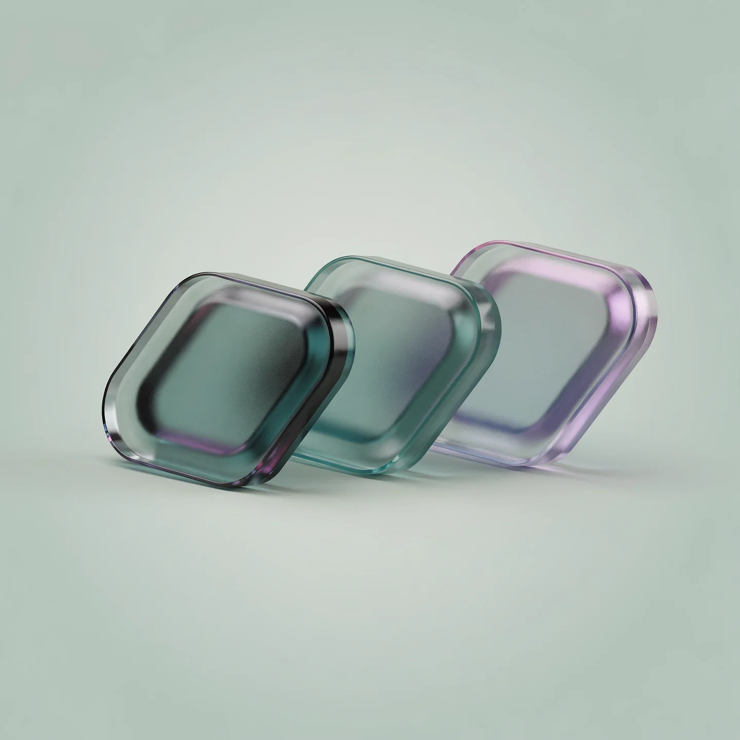 Holo-Icon. Dreistufige Glas-Progression als Symbol für Umgang mit Konflikten.