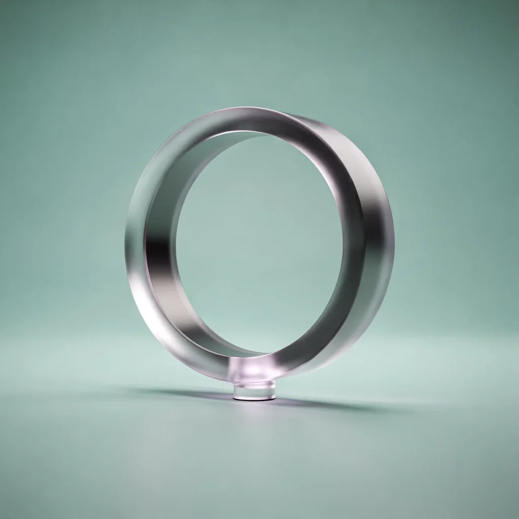 Holo-Icon: Glas-Ring mit Bodenpunkt als Symbol für lokale Formate.