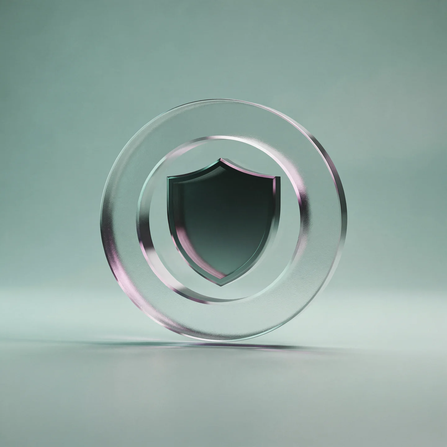 Holo-Icon: Schutzring um ruhigen Kern als Symbol für Sicherheit und Haltung.